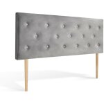 Tte de lit capitonne tha 160cm velours gris
