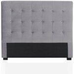 T�te de lit capitonn�e premium velours 140cm gris argent