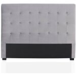 T�te de lit capitonn�e premium velours 180cm gris argent