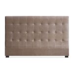 T�te de lit capitonn�e en velours  amor  180cm taupe