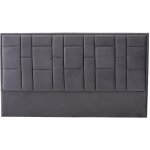 T�te de lit 140 cm - velours - gris fonc� - hermine