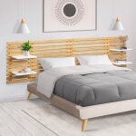 Idmarket - tte de lit suspendue en lattes ava 240 cm bois clair et tagres blanches