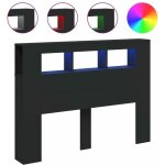 T�te de lit � led noir 140x18, 5x103, 5 cm bois d'ing�nierie