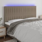 T�te de lit � led taupe 180x5x118 / 128 cm tissu
