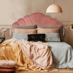 T�te de lit mermaid 160 cm velours rose