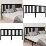 Tte de lit noir 206x6x101 cm bois massif de pin - tte de lit - lit - meuble de chambre - bois massif ...