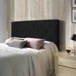 T�te de lit oslo 140x100 cm, capitonn�e tissu anthracite, l'�paisseur totale de 8 cm
