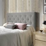 T�te de lit oslo 140x100 cm, capitonn�e tissu grey, l'�paisseur totale de 8 cm