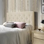 T�te de lit oslo 150x100 cm, capitonn�e tissu beige, l'�paisseur totale de 8 cm
