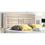Pegane ? t�te de lit ch�ne cambrian et blanc ? longueur 160 cm ? hauteur 120 cm ? panneau de particule ...