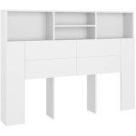 T�te de lit avec rangement accessoire de lit table de chevet �tag�re 140 x 19 x 103, 5 cm mdf blanc tdl0200107 ...