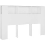 T�te de lit avec rangement accessoire de lit table de chevet �tag�re 160 x 18, 5 x 104, 5 cm mdf blanc ...
