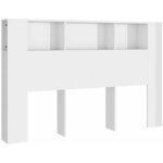 Tte de lit avec rangement accessoire de lit table de chevet tagre 160 x 18, 5 x 104, 5 cm mdf blanc ...