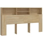 T�te de lit avec rangement accessoire de lit table de chevet �tag�re 180 x 19 x 103, 5 cm mdf couleur ...