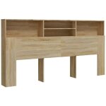 T�te de lit avec rangement accessoire de lit table de chevet �tag�re 200 x 19 x 103, 5 cm mdf couleur ...