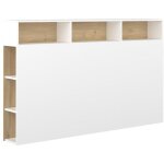 Vente - unique - t�te de lit avec rangements nastia - 160 cm - blanc et ch�ne