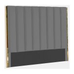 Meubler design - tte de lit simili cuir et or veneto - polyurthane gris - 140 cm, style art dco, 150 ...