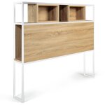 Tte de lit sur pied detroit 145 cm bois et mtal blanc design industriel