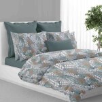 Housse de couette green leaf en pur coton fabriqu� en italie cm. 200x200