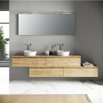 Ensemble de salle de bain double vasque 9 pices yoka chne miel