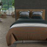 Soleil d ocre - parure housse de couette en coton 57 fils 260x240 cm thales brique, par soleil d'ocre ...