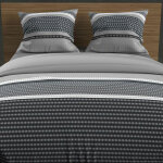 Soleil d ocre - parure housse de couette en coton 57 fils 260x240 cm thales gris, par soleil d'ocre