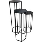 The home deco factory - lot de 3 sellettes hexagonales en mtal noir