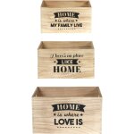 The home deco factory - caisse en bois empilables home (lot de 3)