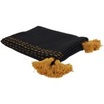 Jete de canape surpique pompons noir 130x150cm m6