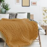 The home deco factory - plaid grosse maille 120x150 cm ocre