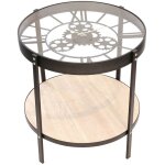 The home deco factory - table basse avec horloge 50, 5x51 cm noir et naturel