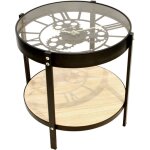 The home deco factory - table basse avec horloge 40, 5x39 cm noir et naturel
