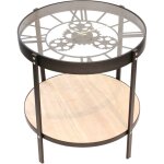 The home deco factory - table basse avec horloge 50, 5x51 cm noir et naturel