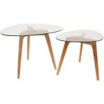 The home deco factory - tables gigognes galets plateaux en verre tremp� (lot de 2)