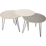 The home deco factory - table gigogne pieds fils (lot de 3) beige et noir