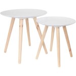 The home deco factory - tables gigognes rondes relief (lot de 2) blanc