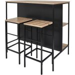 The home deco factory - table ilot en bois avec 2 tabourets loka