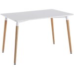 The home deco factory - table � manger rectangulaire 115x75x76 cm en h�tre naturel et blanc