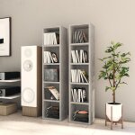 The living store - armoires � cd 2 pcs gris b�ton 21x16x93, 5 cm agglom�r� - meuble tv - biblioth�que ...