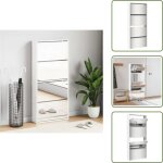 The living store - armoire � chaussures miroir 4 niveaux blanc brillant - meuble chaussure - armoire ...