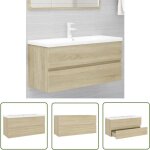 The living store armoire d'�vier avec lavabo int�gr� ch�ne sonoma agglom�r� - meuble de salle de bain ...