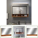 The living store - armoire � miroir de salle de bain led ch�ne 80x15x60 cm mdf - meuble de salle de bain ...