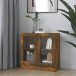 The living store - armoire � vitrine ch�ne fum� 82, 5x30, 5x80 cm bois d'ing�nierie - biblioth�que - ...