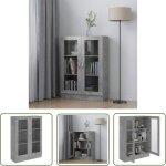 The living store armoire � vitrine gris b�ton 82, 5x30, 5x115 cm bois d'ing�nierie - biblioth�que - meuble ...