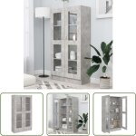 The living store armoire � vitrine gris b�ton 82, 5x30, 5x150 cm bois d'ing�nierie - biblioth�que - meuble ...