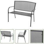 The living store - banc de jardin 108 cm acier et maille anthracite - banc de jardin - banc ext�rieur ...