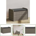 The living store - banc de rangement avec coussin gris 80x51x52 cm r�sine tress�e - banc de jardin - ...