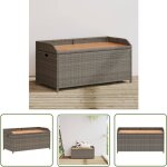 The living store - banc de rangement gris r�sine tress�e et bois d'acacia - banc de jardin - banc de ...