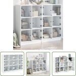 The living store biblioth�que avec portes blanc 136x37x109 cm bois d'ing�nierie - biblioth�que blanche ...