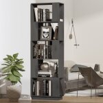 The living store bibliothque / sparateur de pice gris 51x25x163, 5 cm pin solide - bibliothque - ...